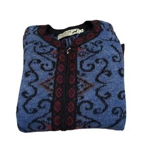 Peruvian Link Alpaca Zip Front Nordic Design Cardigan Sweater Size Medium